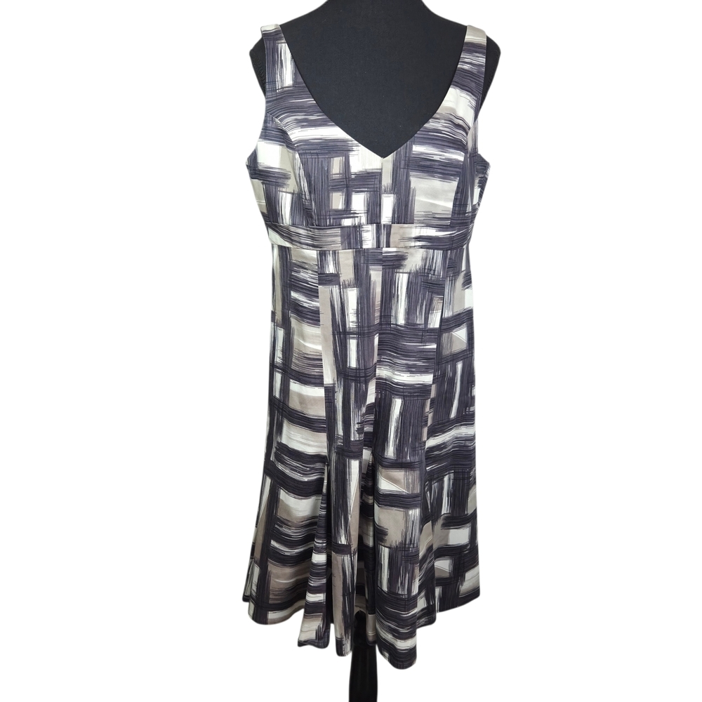 Julie Mitchell Monochrome Patterned Midi Sleeveless Dress Size 10